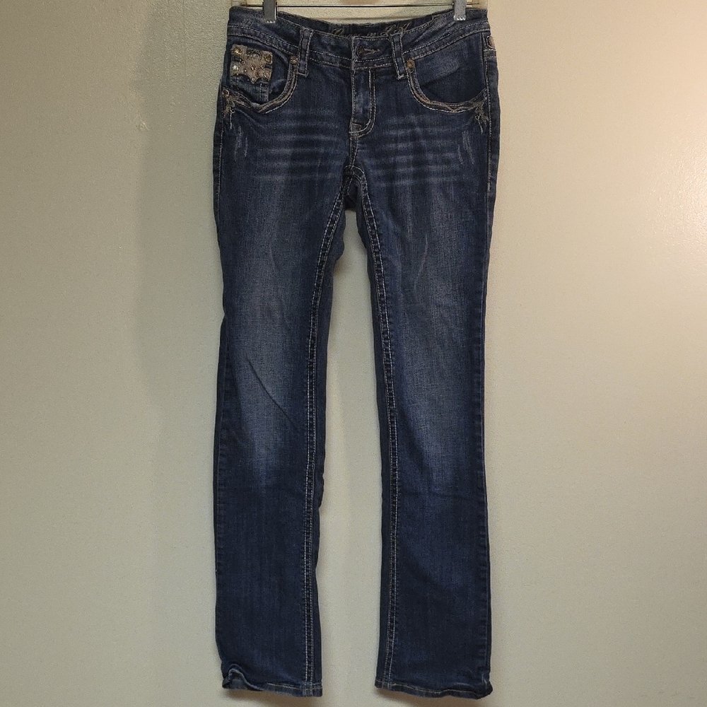 Grace in LA Women's Straight Leg Jeans - Dark Blue